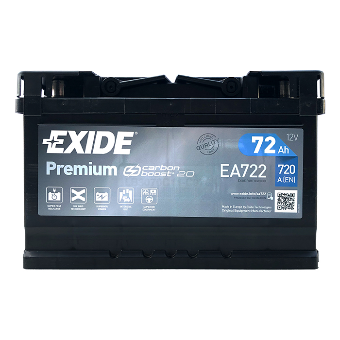 Акумулятор EXIDE PREMIUM 72Ah Н Ев (-/+) (720EN) (д278*ш175*в175) EA722